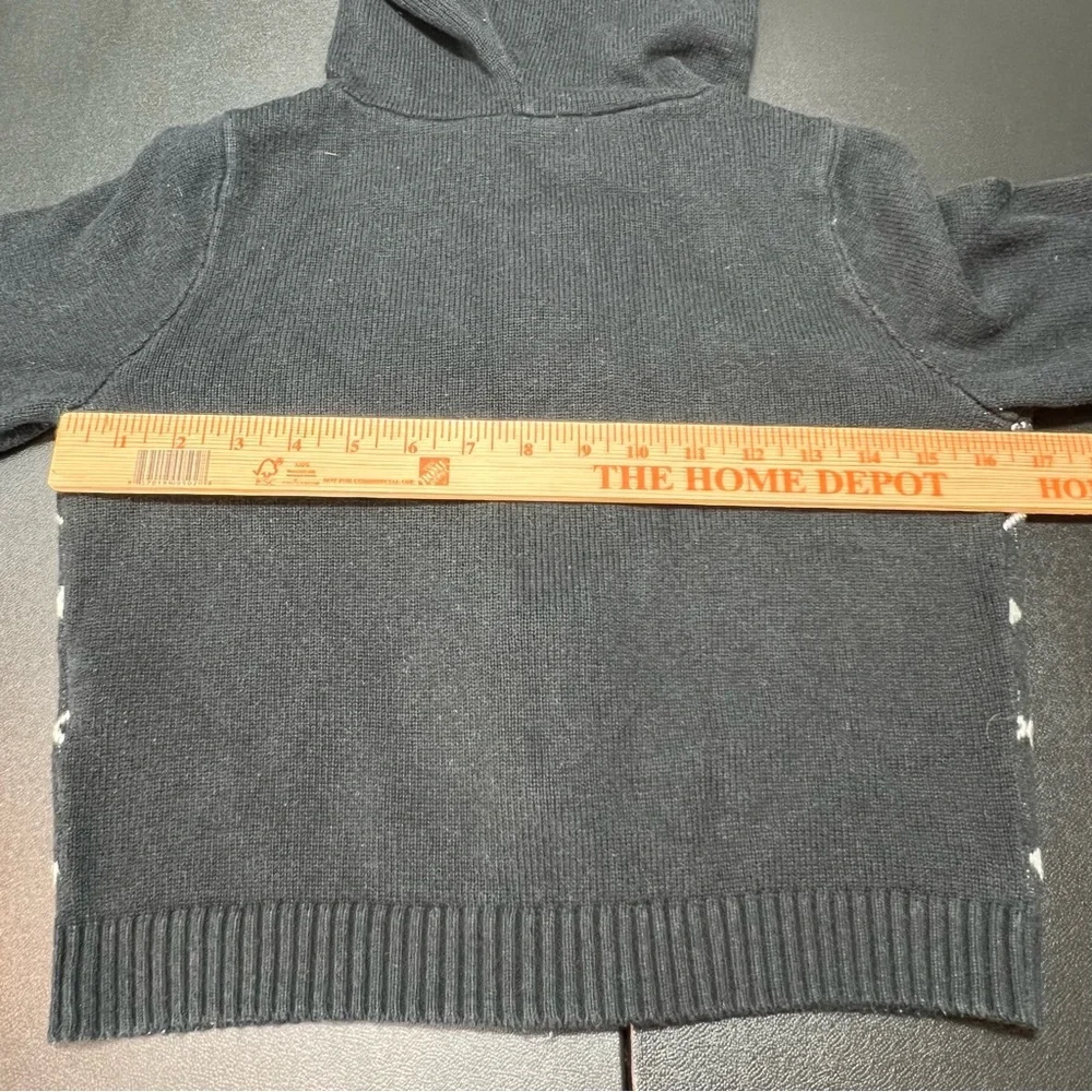 Hollister Full Zip Hooded Argyle Sweater Women’s Sz. Med Black White Silver - Picture 6 of 6